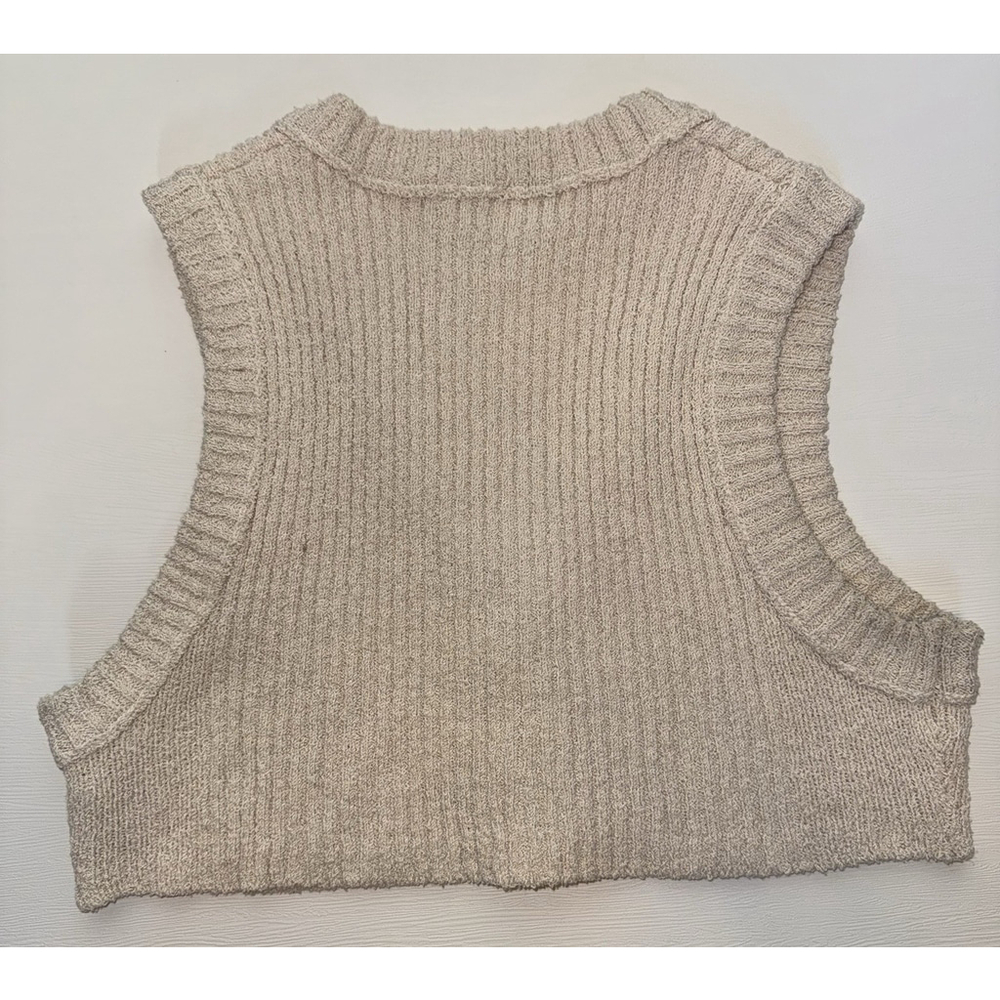 Free People Cropped Sweater Vest Women’s XS Boho Coastal Knit Button Indie - Picture 2 of 7